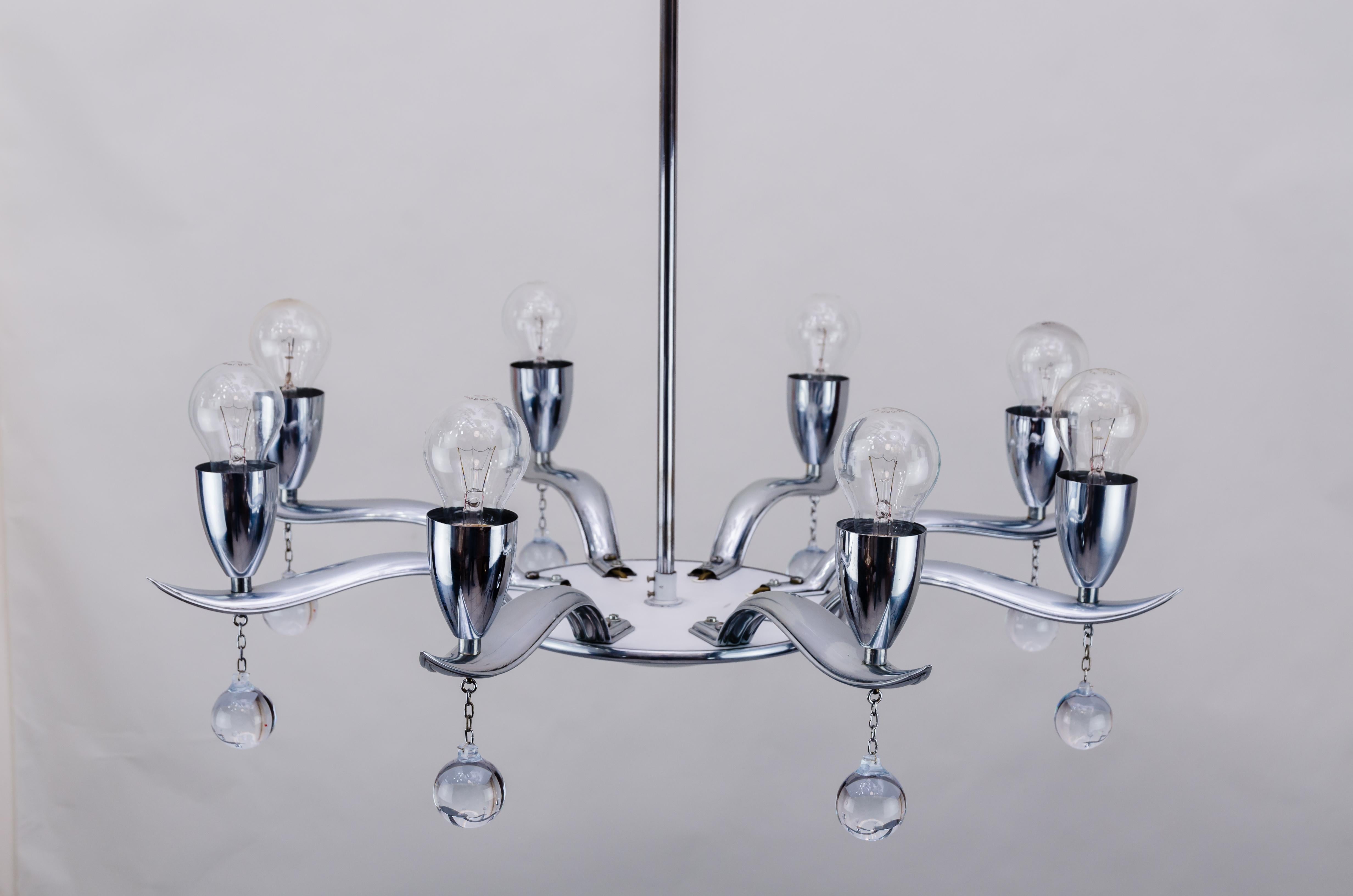 Lampadario Art Deco cromato, anni '30 circa In condizioni buone in vendita a Wien, AT