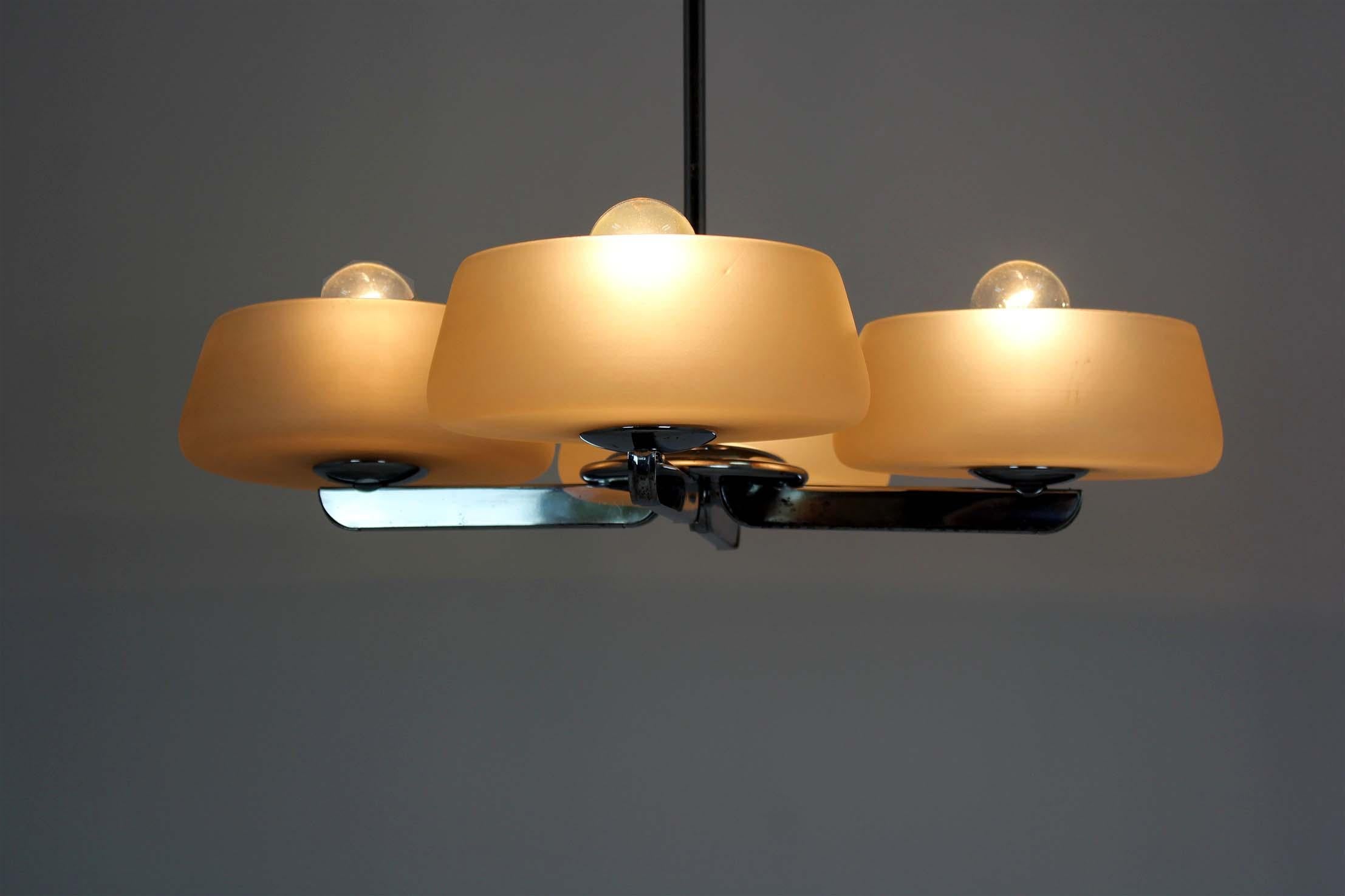 Art Deco Chrome Chandelier by ESC, Czechoslovakia, 1930s–1950s For Sale 10