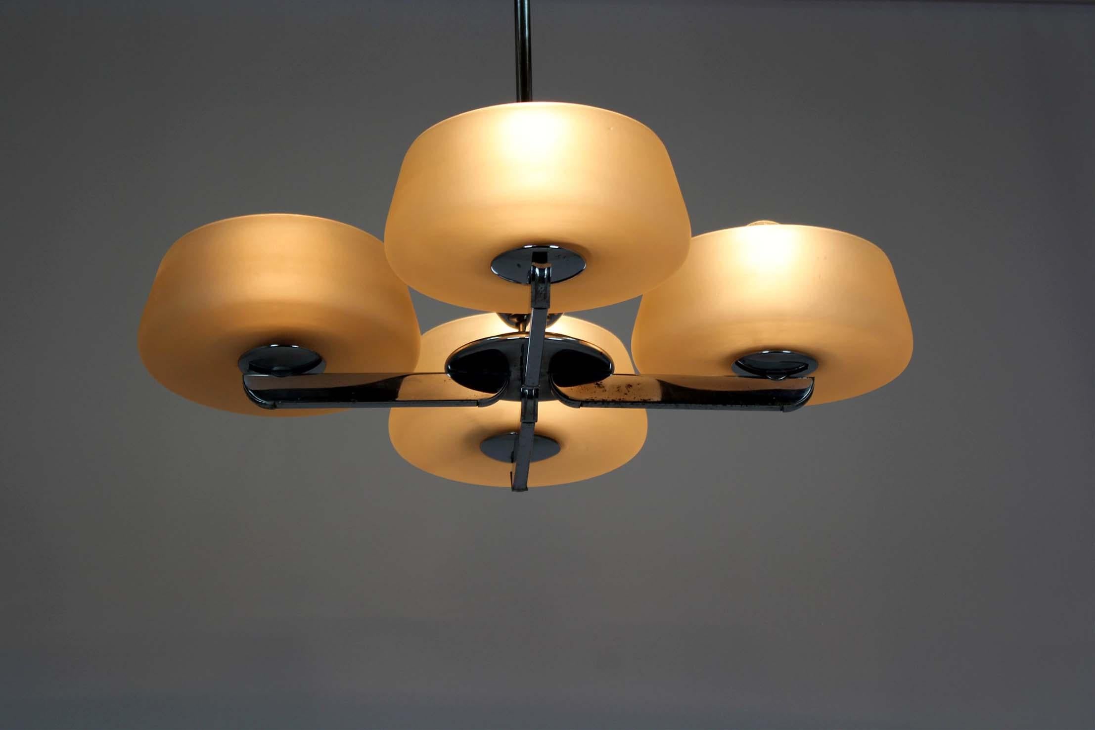 Art Deco Chrome Chandelier by ESC, Czechoslovakia, 1930s–1950s For Sale 12