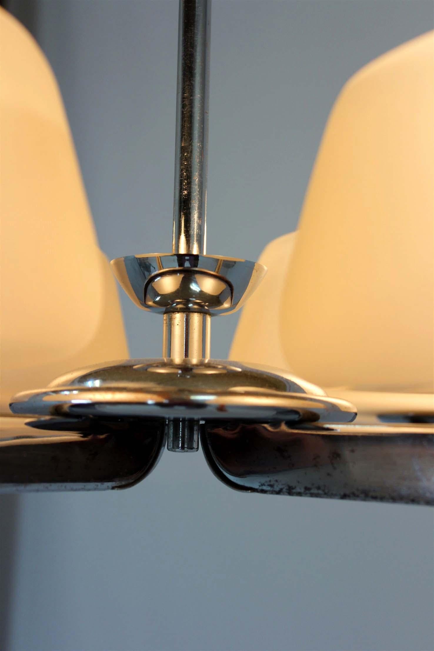 Art Deco Chrome Chandelier by ESC, Czechoslovakia, 1930s–1950s For Sale 13