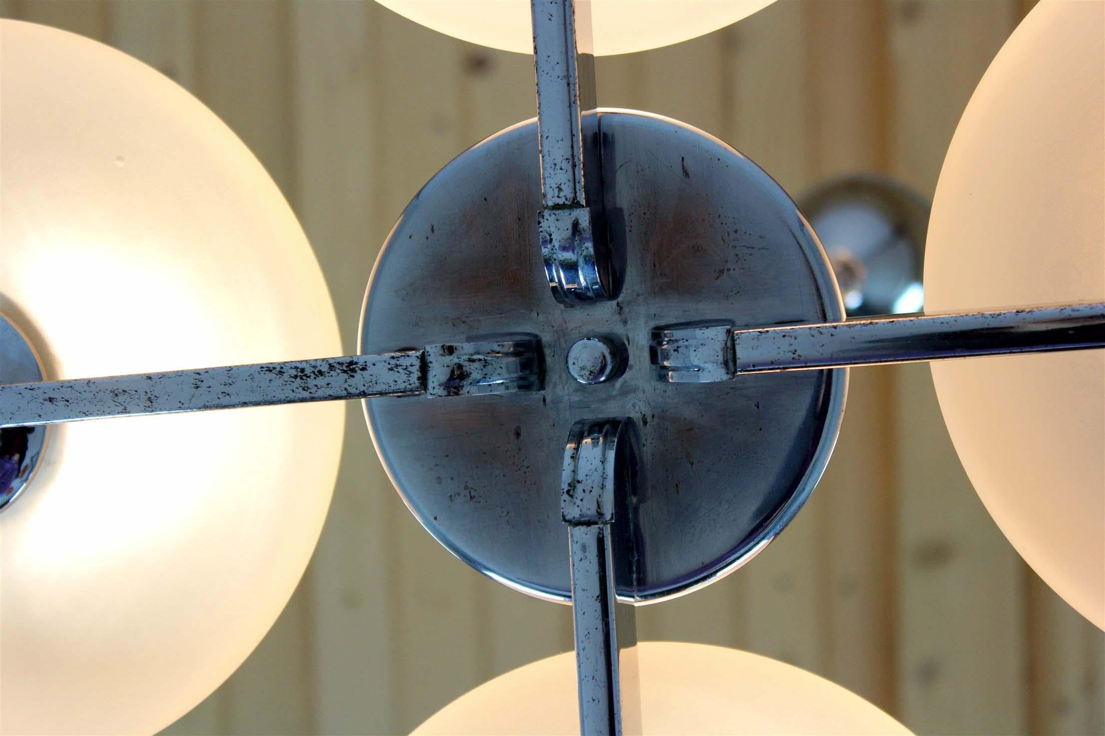 Art Deco Chrome Chandelier by ESC, Czechoslovakia, 1930s–1950s For Sale 14
