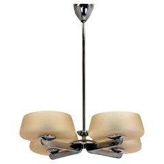 Art Deco Chrome Chandelier by ESC, Czechoslovakia, 1930s–1950s