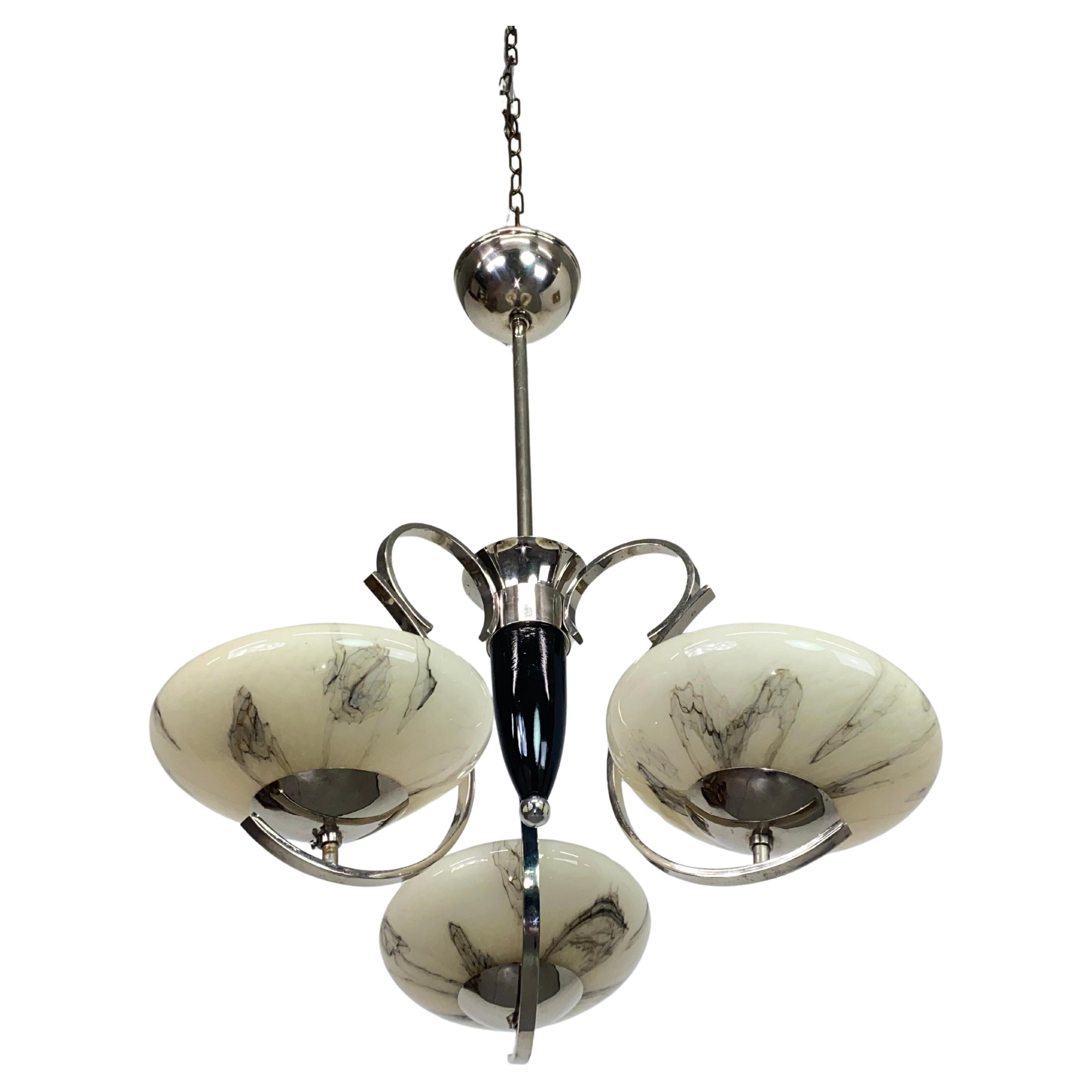 Lampadario Art déco cromato