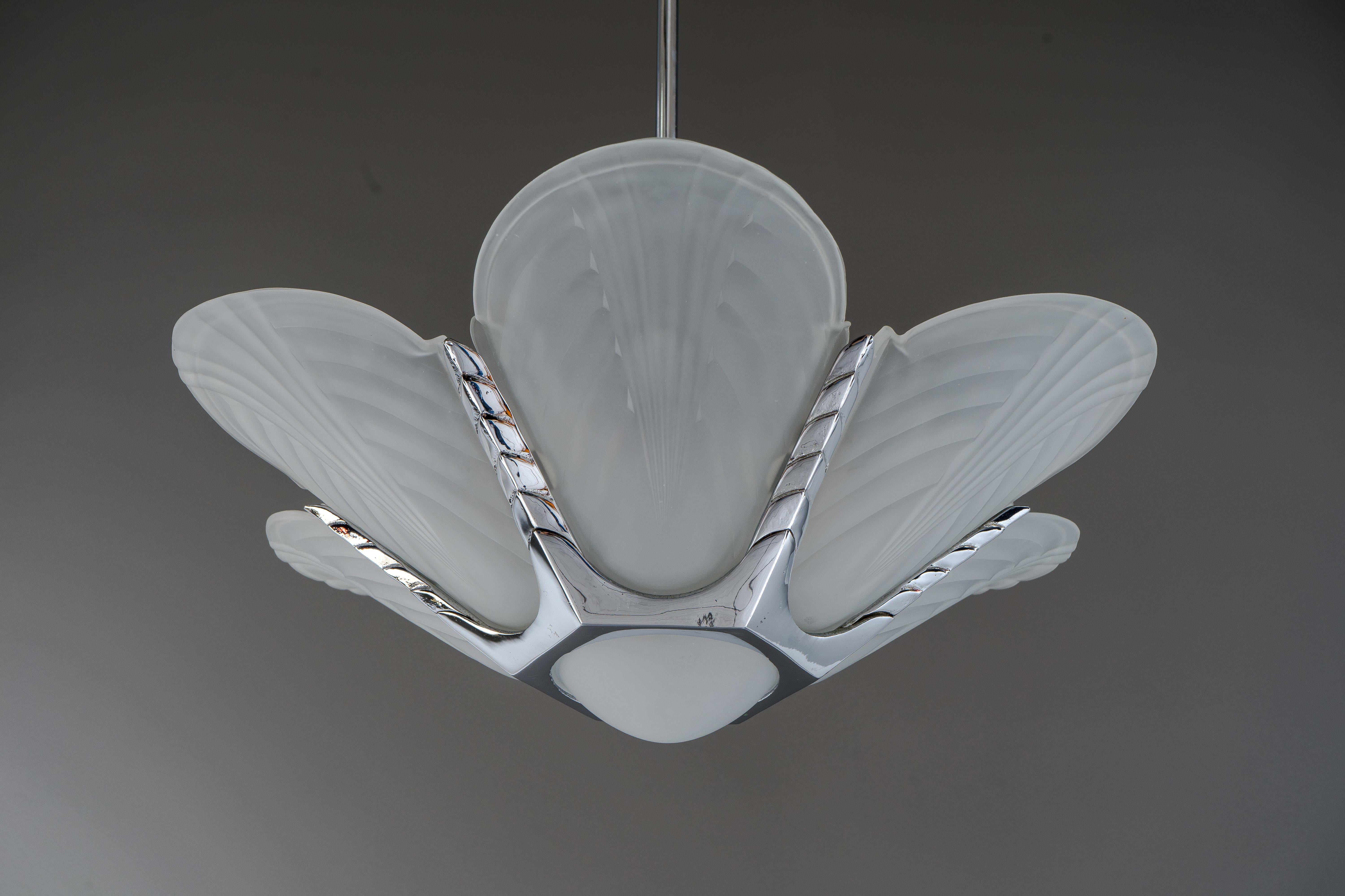 Art Deco Chrome Chandelier, France, circa 1920s In Good Condition In Wien, AT