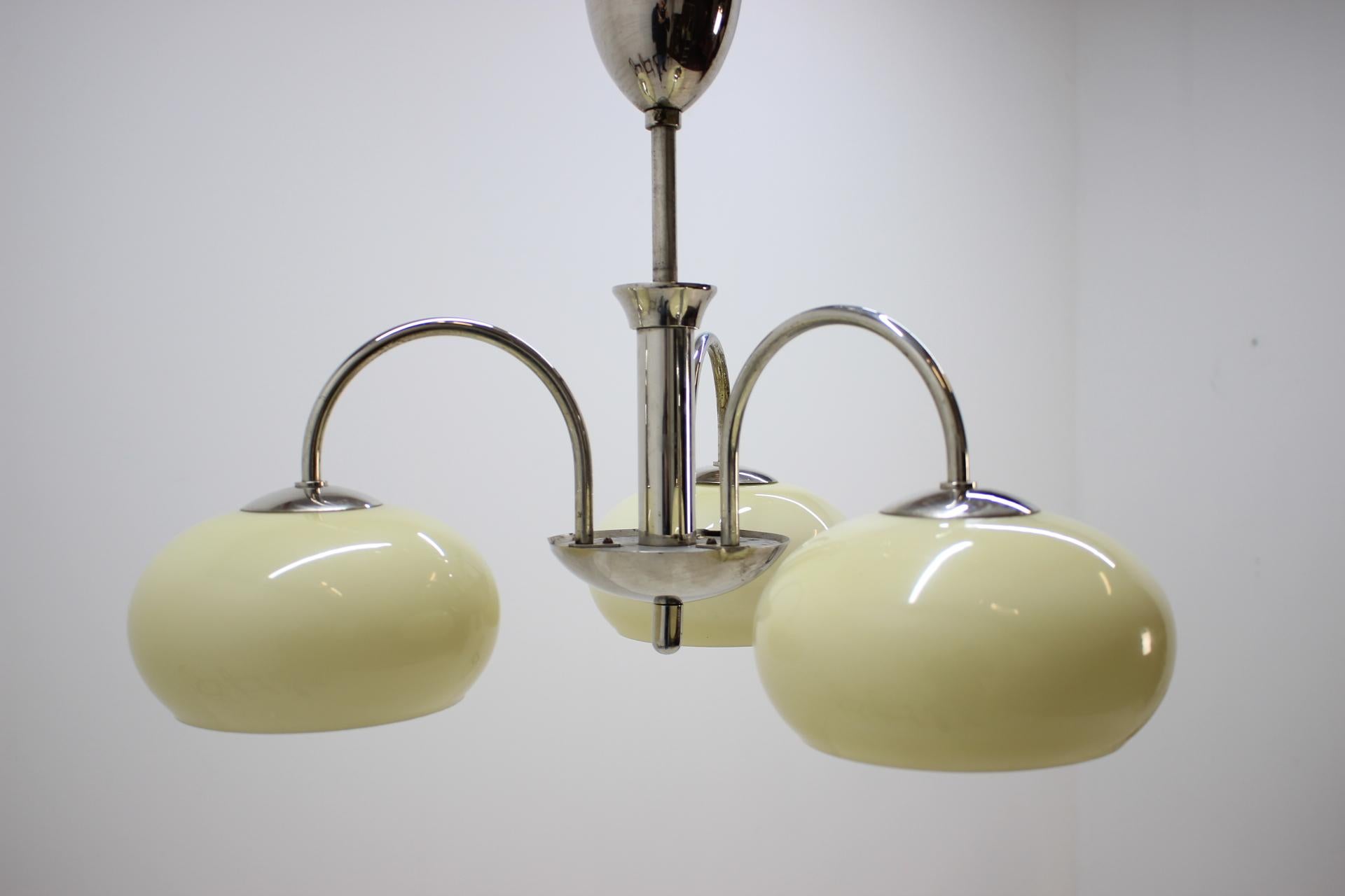 Art Deco Chrome Chandelier or Pendant, Bauhaus Style, 1930s In Good Condition In Praha, CZ