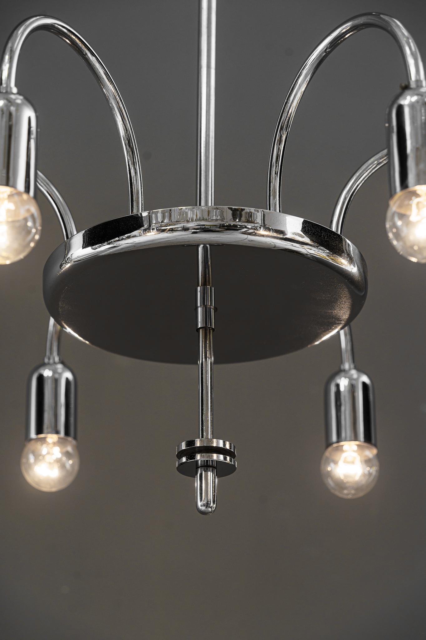 Art deco chrome chandelier vienna around 1920s For Sale 1