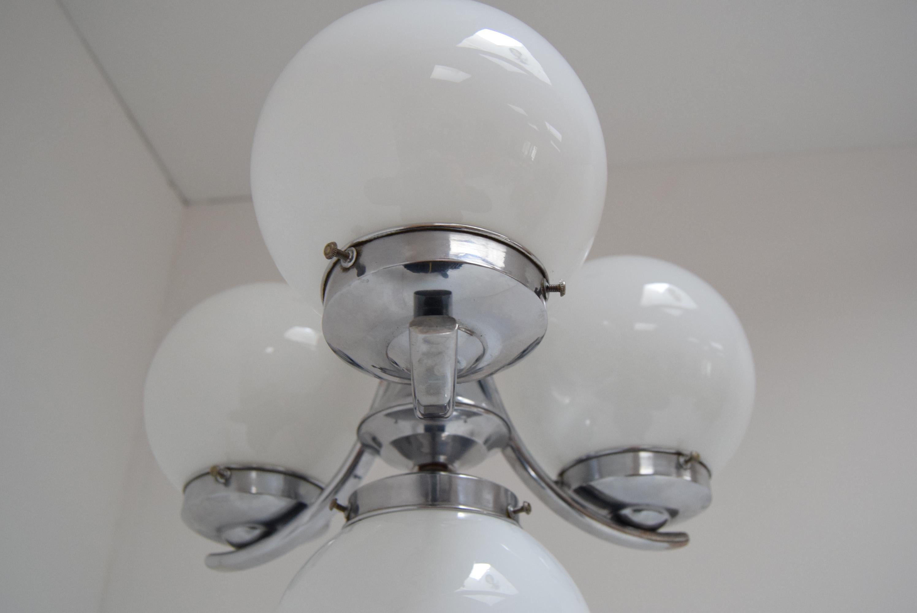 Art Deco Chrome Chandelier, 1930s For Sale 4