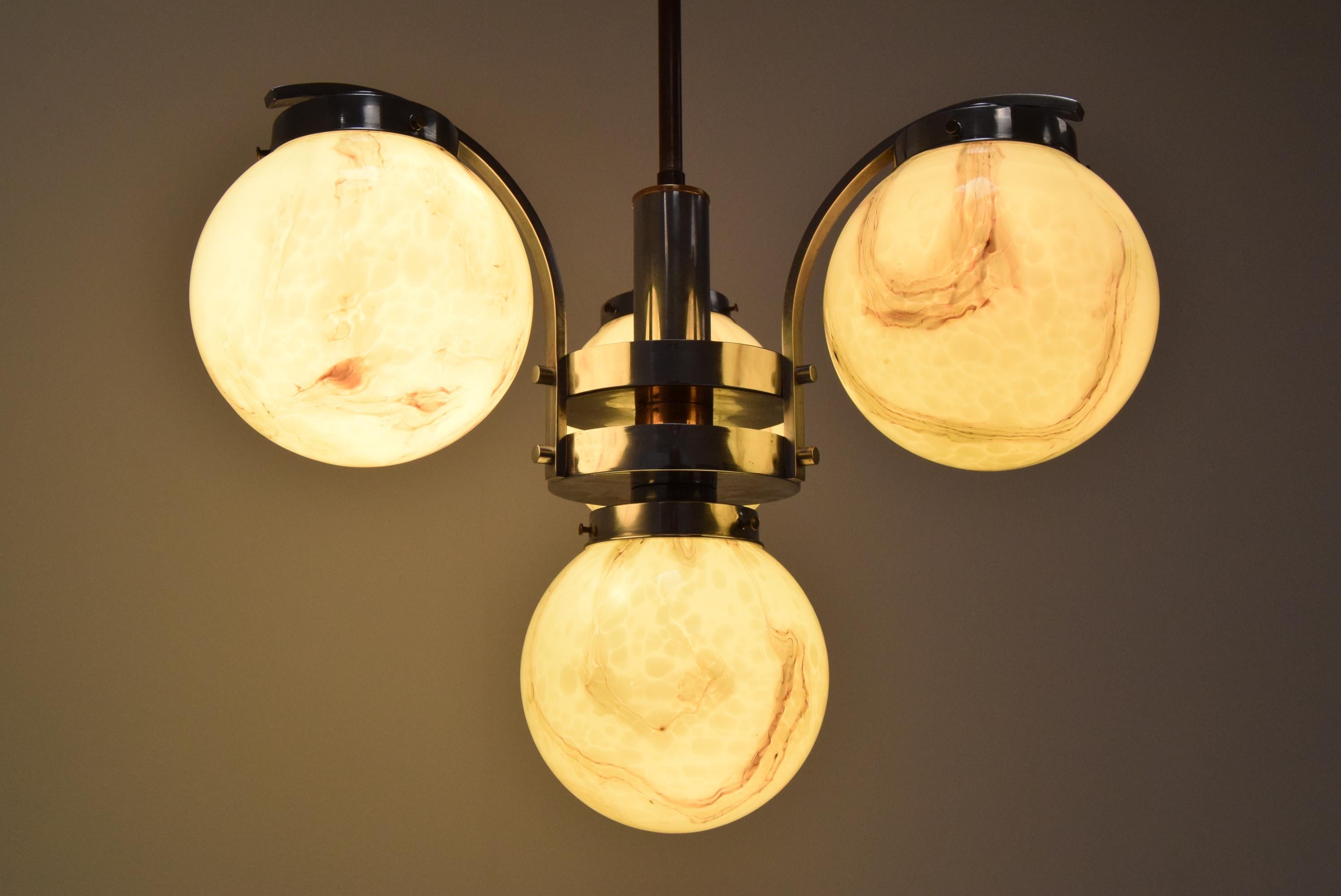 Lampadario Art Deco cromato, anni '30 in vendita 7