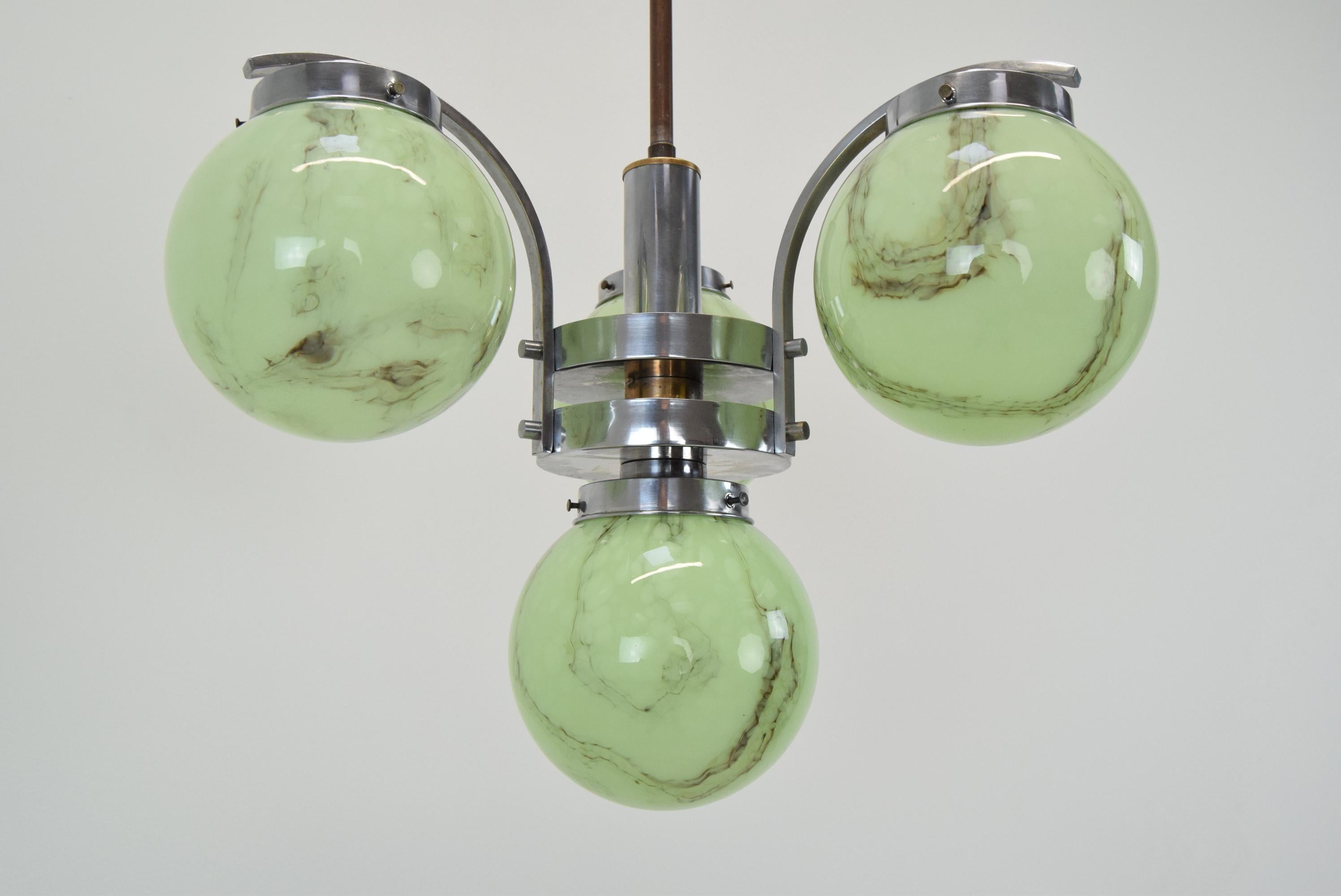 Metà XX secolo Lampadario Art Deco cromato, anni '30 in vendita