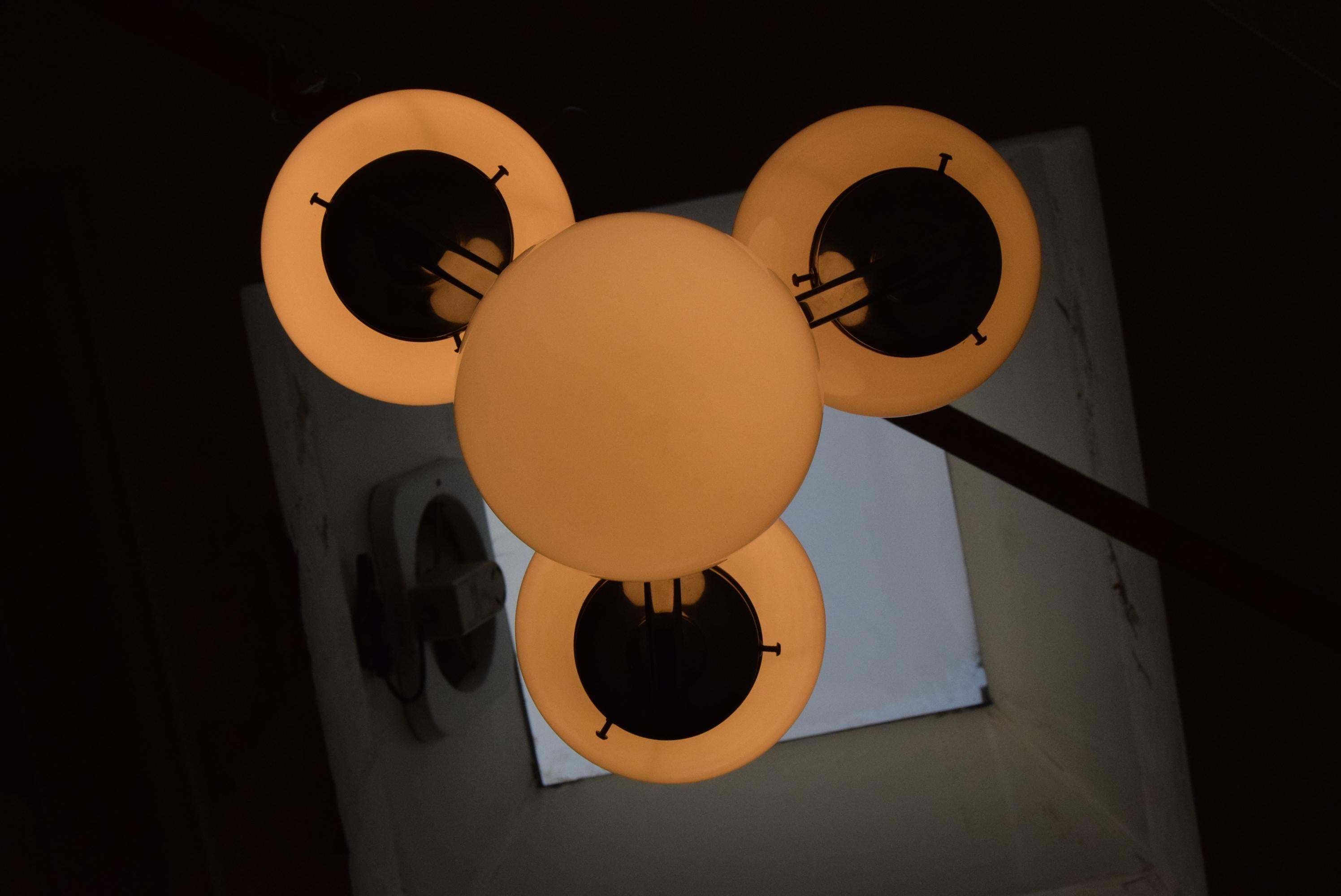 Vetro Lampadario Art Deco cromato, anni '30 in vendita