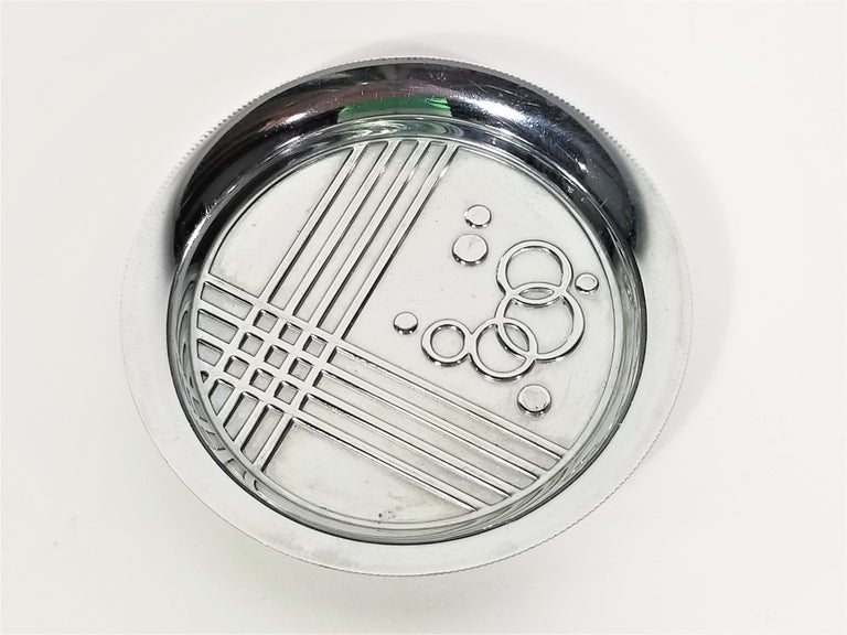 Art Deco Chrome Coasters Set of 8 For Sale at 1stDibs