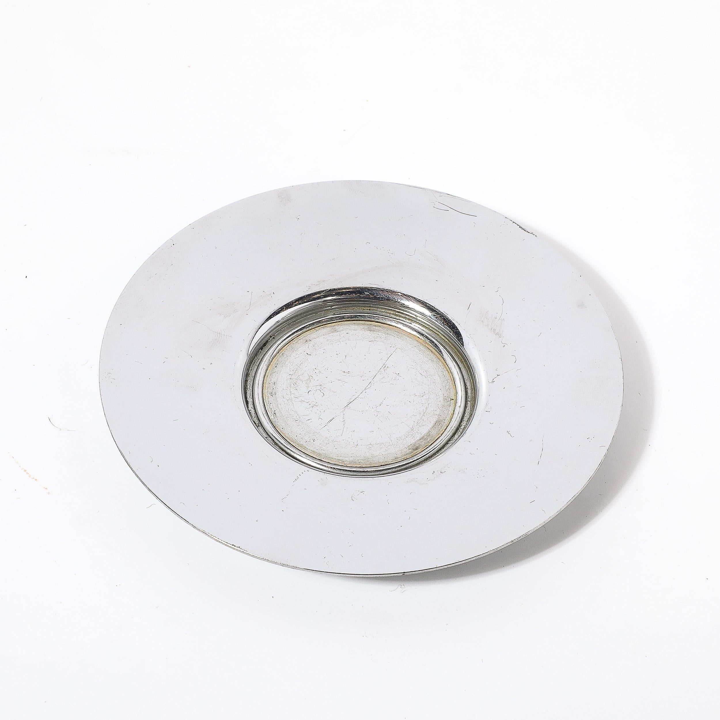 Verchromte Art Deco Cocktailkugel und Olympia Untertasse von Russel Wright für Chase (Chrom) im Angebot