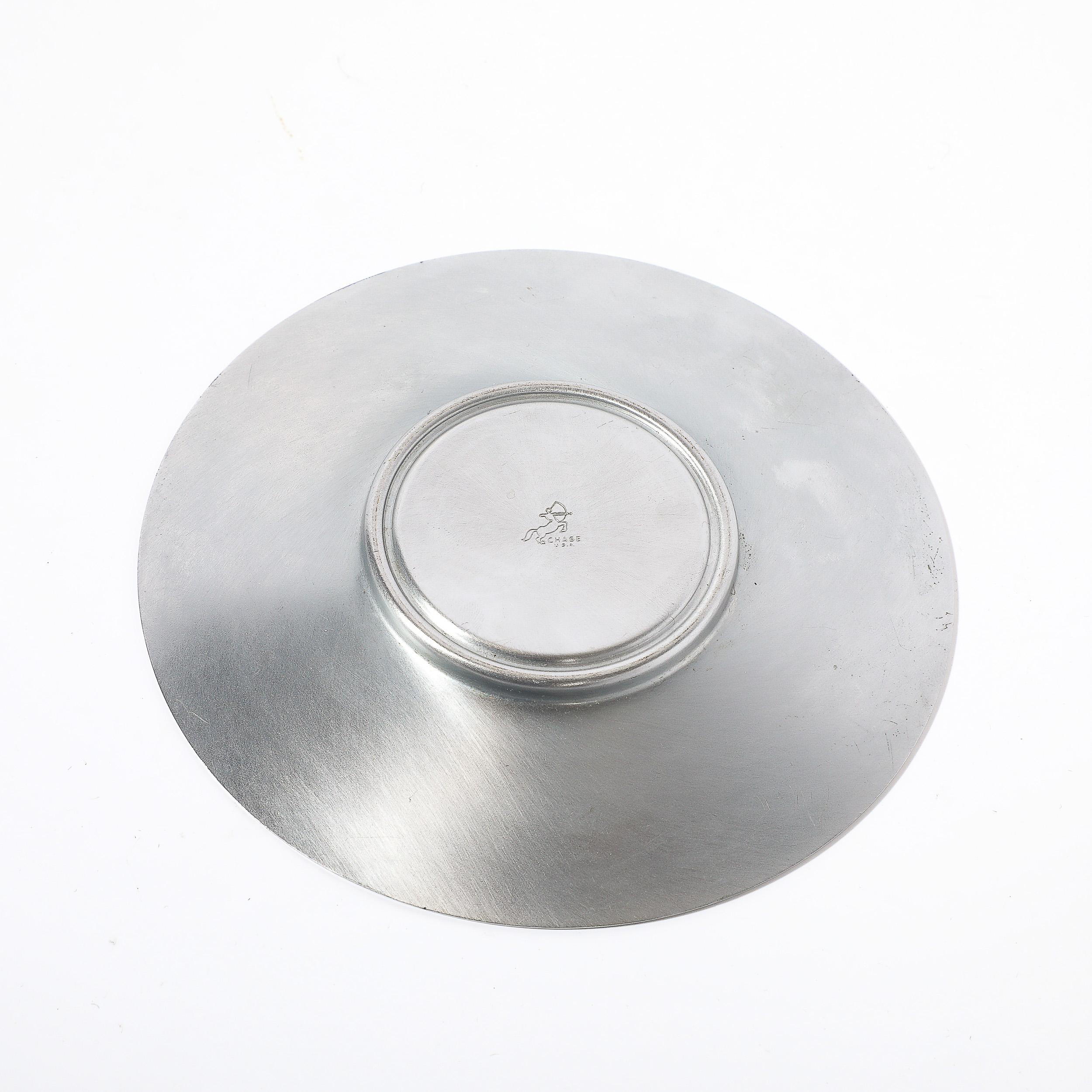 Verchromte Art Deco Cocktailkugel und Olympia Untertasse von Russel Wright für Chase im Angebot 1