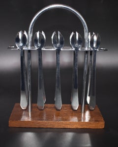 Art Deco Chrome Cocktail fork Set, circa 1930
