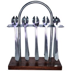 Vintage Art Deco Chrome Cocktail fork Set, circa 1930