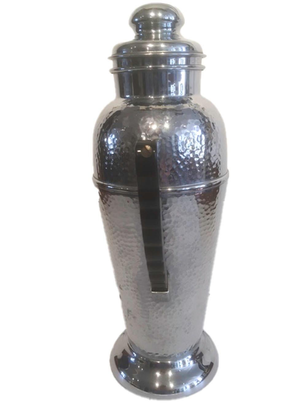 Art Deco Chrome Cocktail Shaker with Black Bakelite Handle, Marked Keystonware In Good Condition In Nantucket, MA
