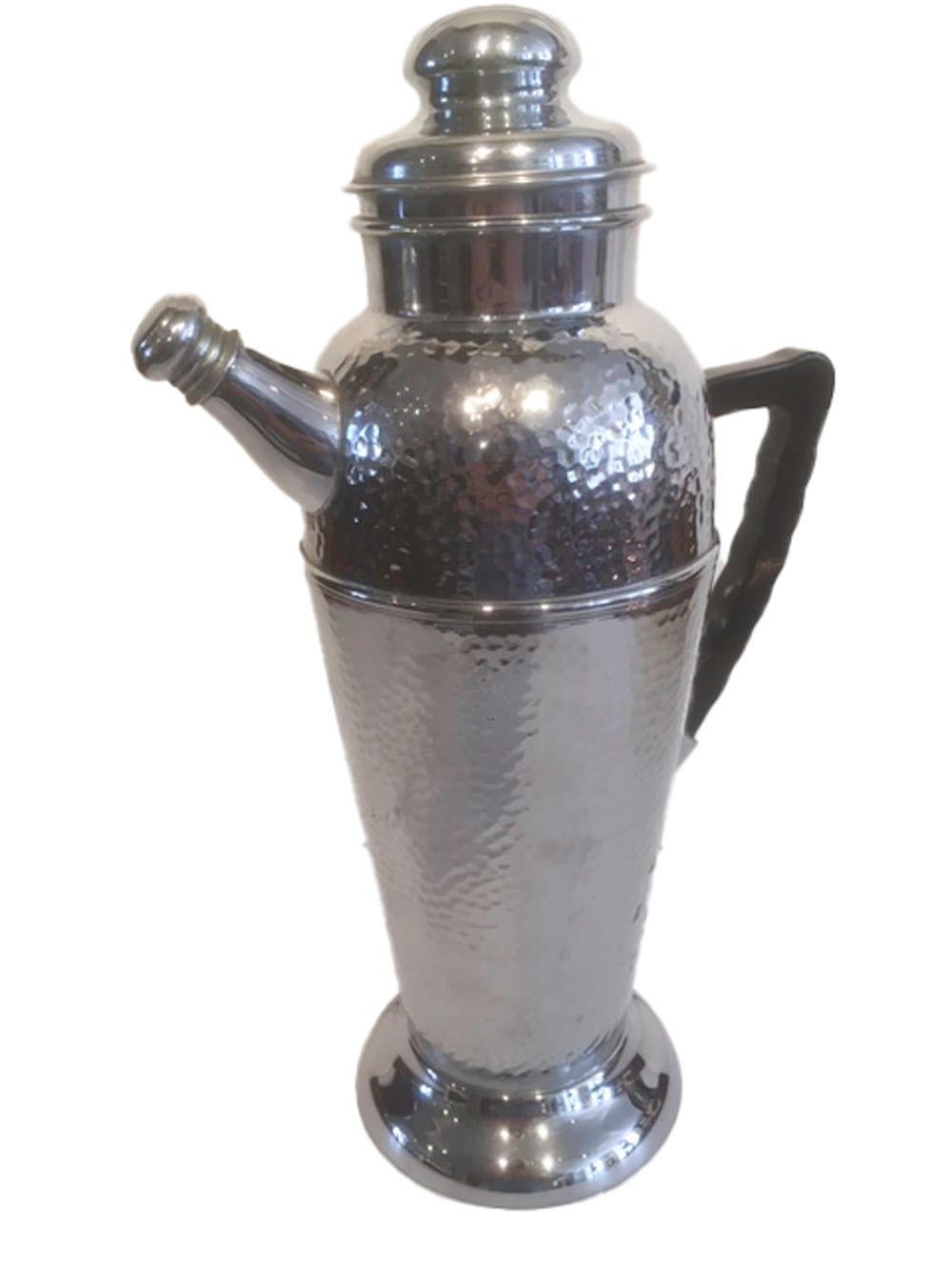 Art Deco Chrome Cocktail Shaker with Black Bakelite Handle, Marked Keystonware 1