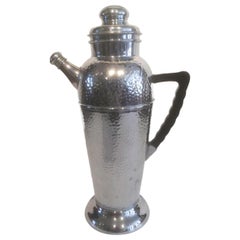 Art Deco Chrome Cocktail Shaker with Black Bakelite Handle, Marked Keystonware