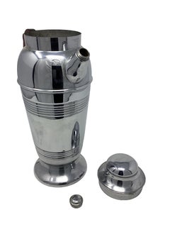 Art Deco Chrome Cocktail Shaker with Red Bakelite Handle