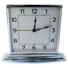 Art Deco Chrome Desk Clock, 1930s