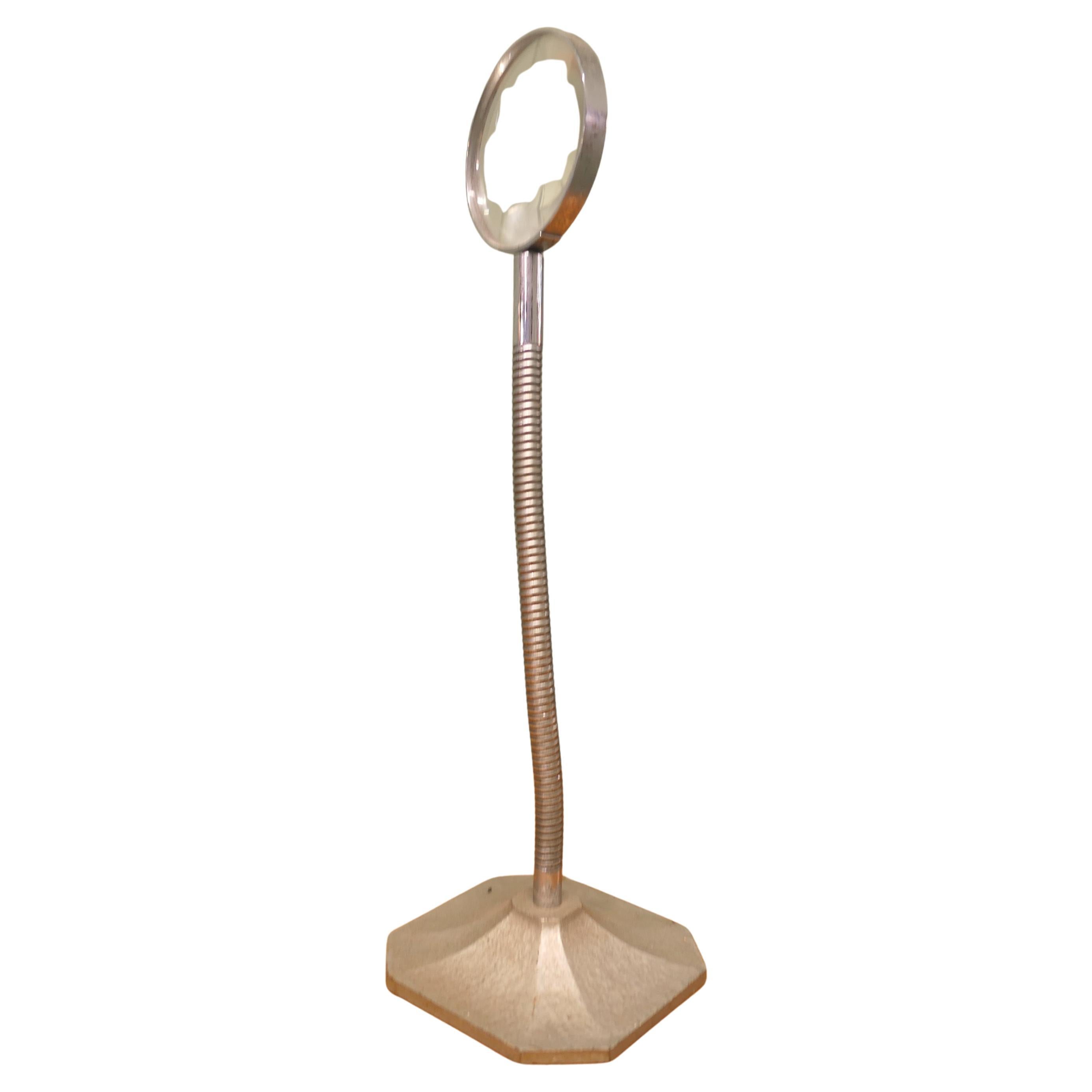 Lente d'ingrandimento da tavolo in cromo Art Deco