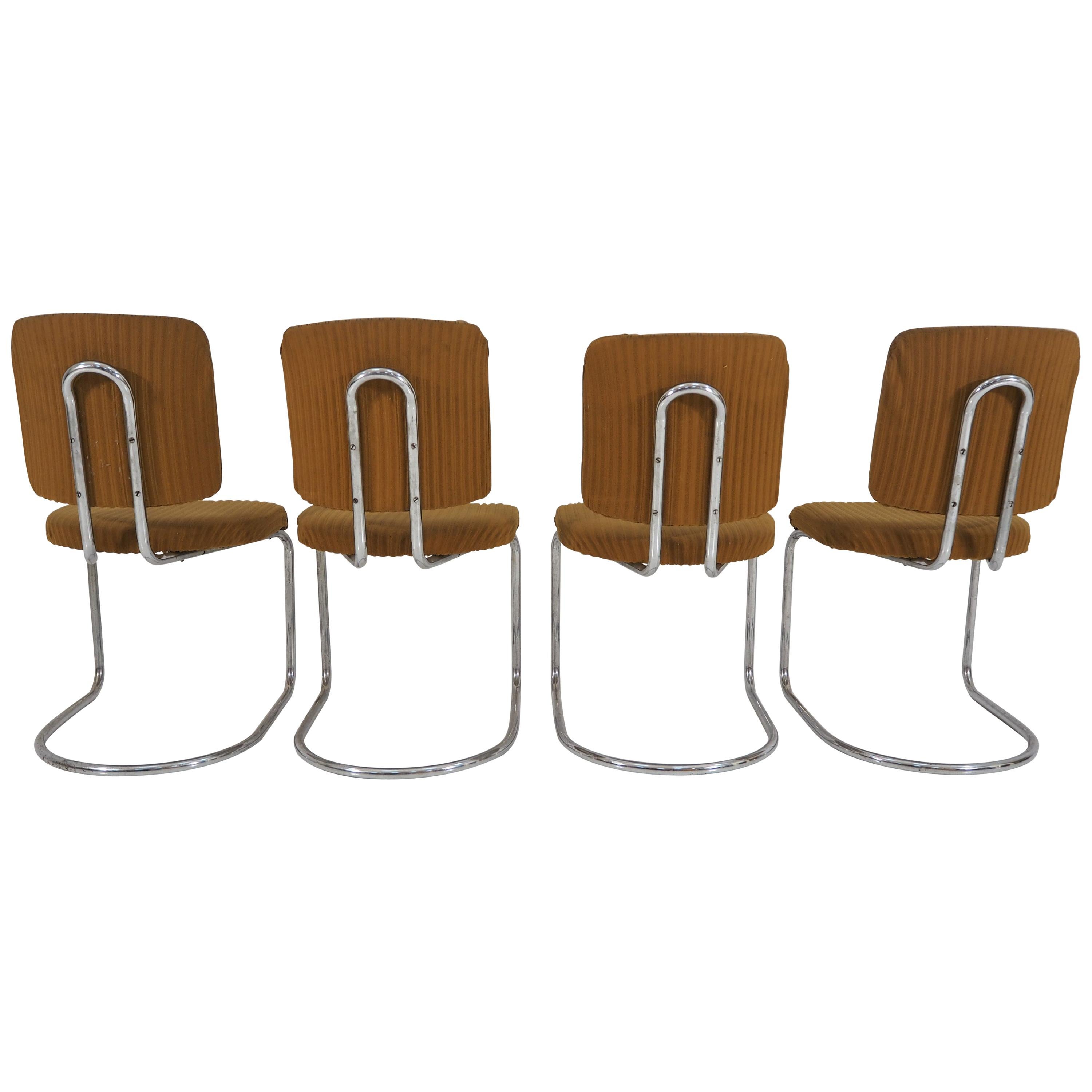 Art Deco Chrome Dining Chairs from Hynek Gottwald, 1930s, Set of 4