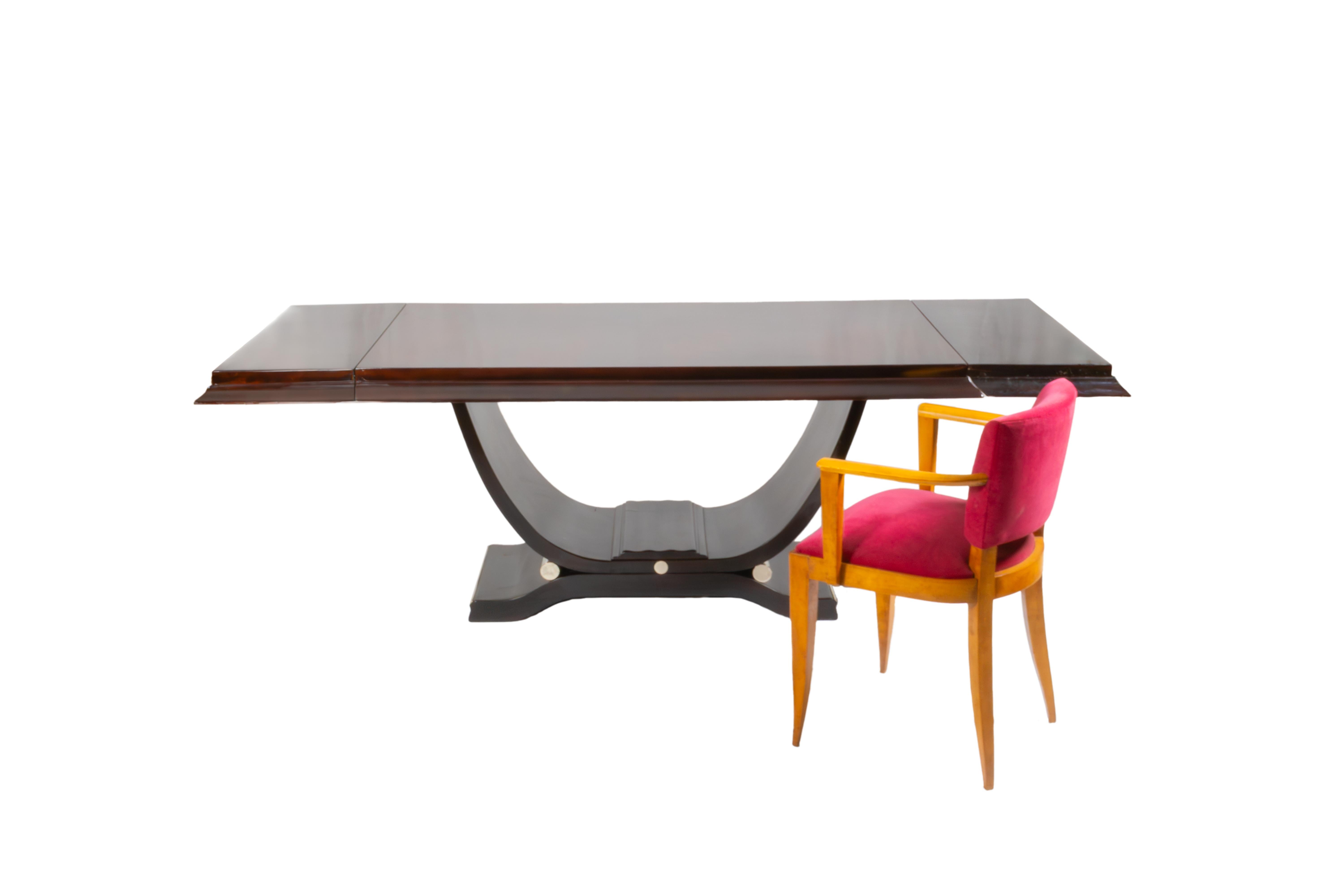 Français Table de salle à manger Art Déco chromée 20ème siècle en vente