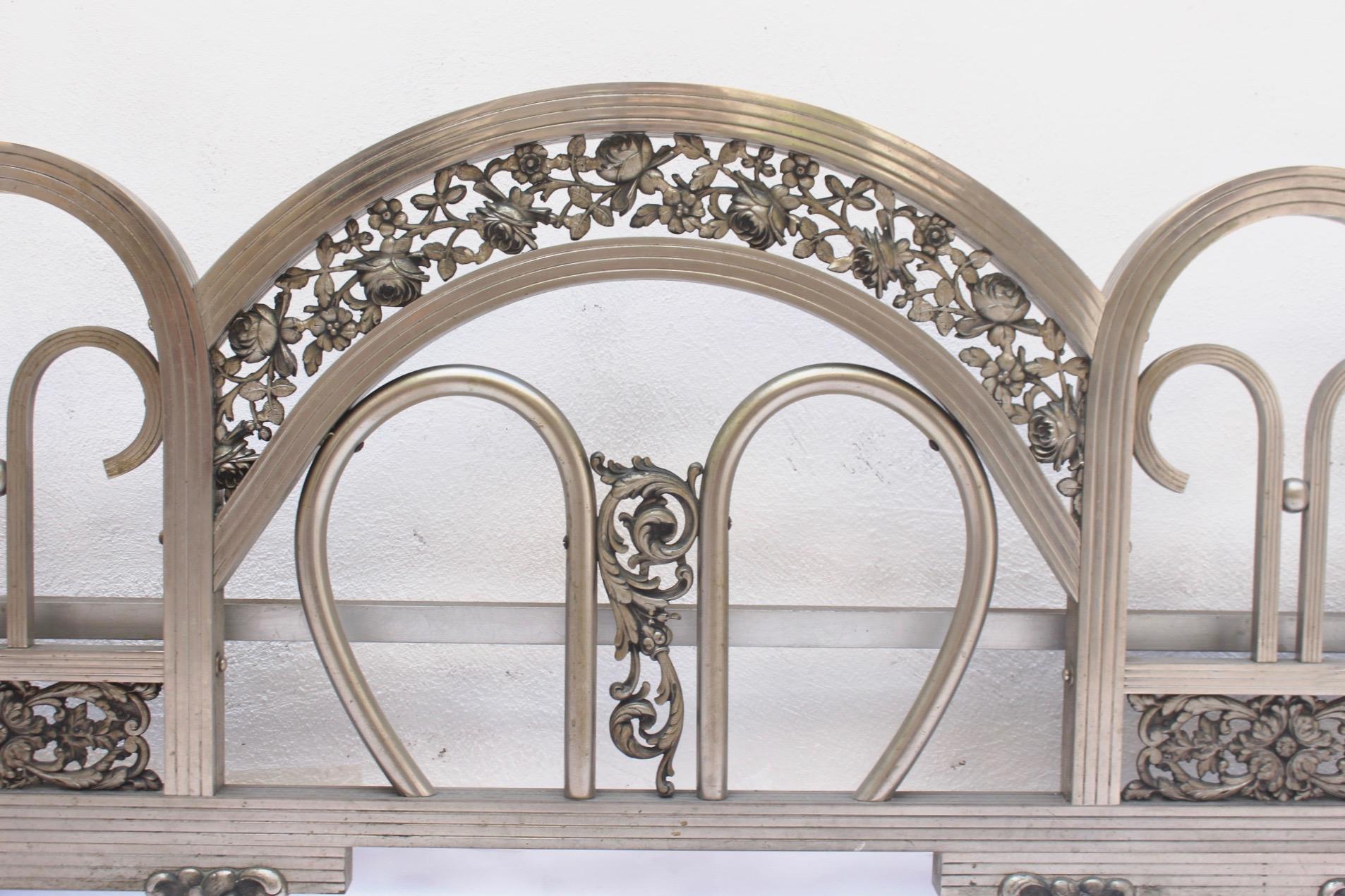 Mid-20th Century Art Deco Chrome Double Bed Headboard and Foot Part, 1930s For Sale