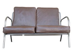 Art Deco Chrome Folding Sofa Loveseat