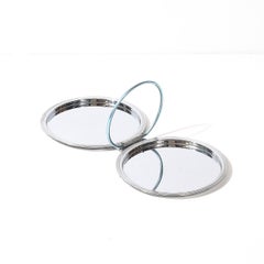 Art Deco Chrome Folding Tray with Loop Form Handle signed Manning Bowman