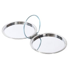 Art Deco Chrome Folding Tray with Loop Form Handle signed Manning Bowman