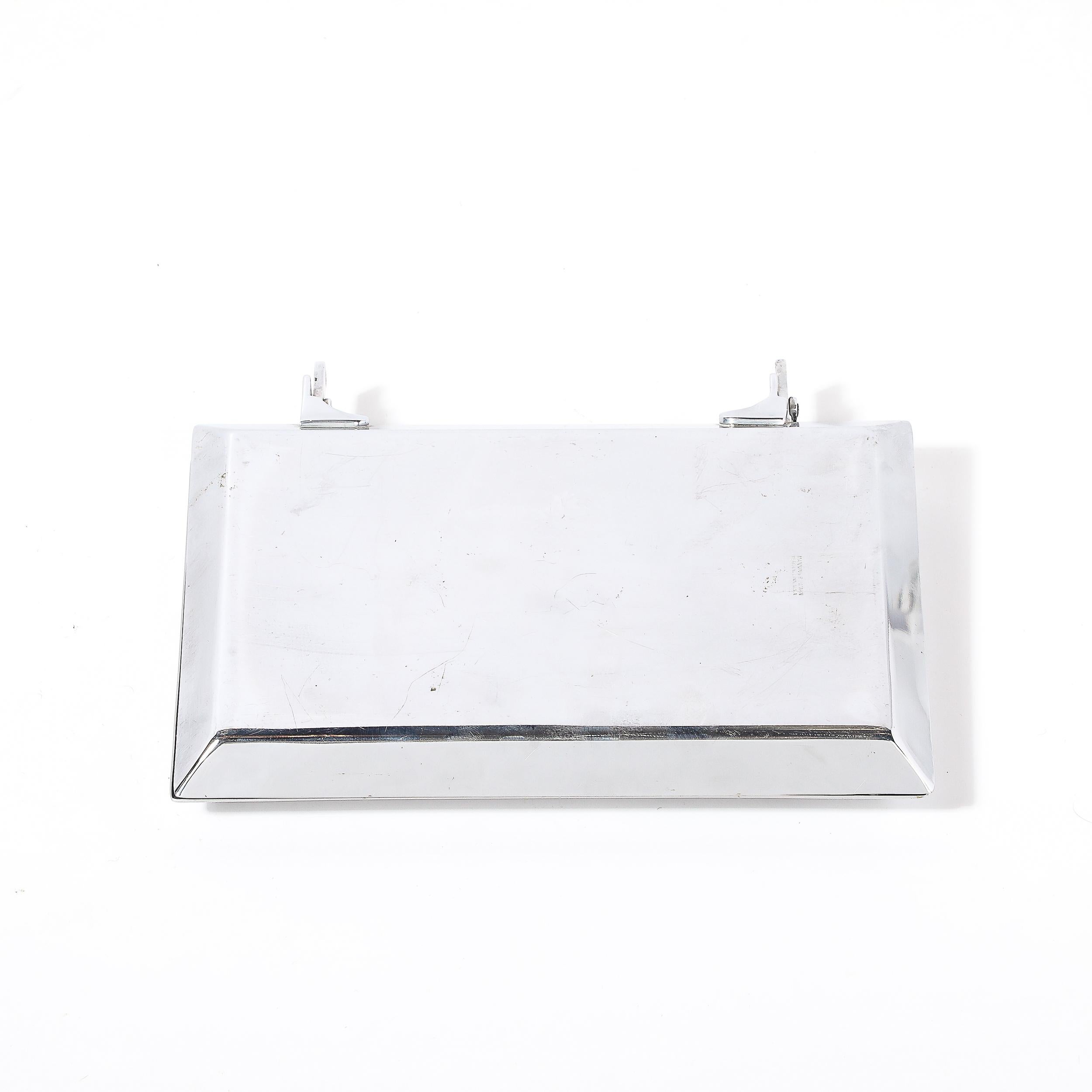 Art Deco Chrome Folding Tray with Triangular Walnut Handle For Sale 6