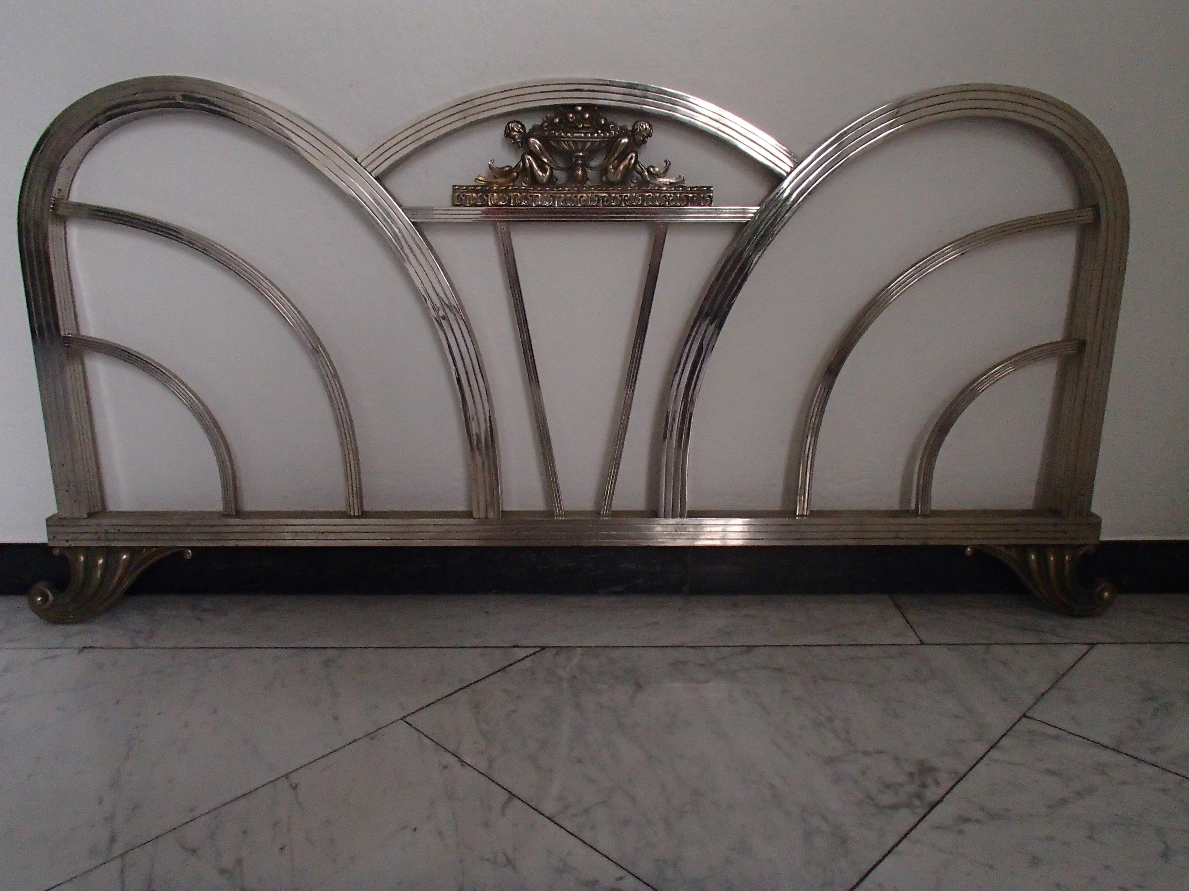 Art Deco Chrome French Size Bed Top and Base For Sale 2