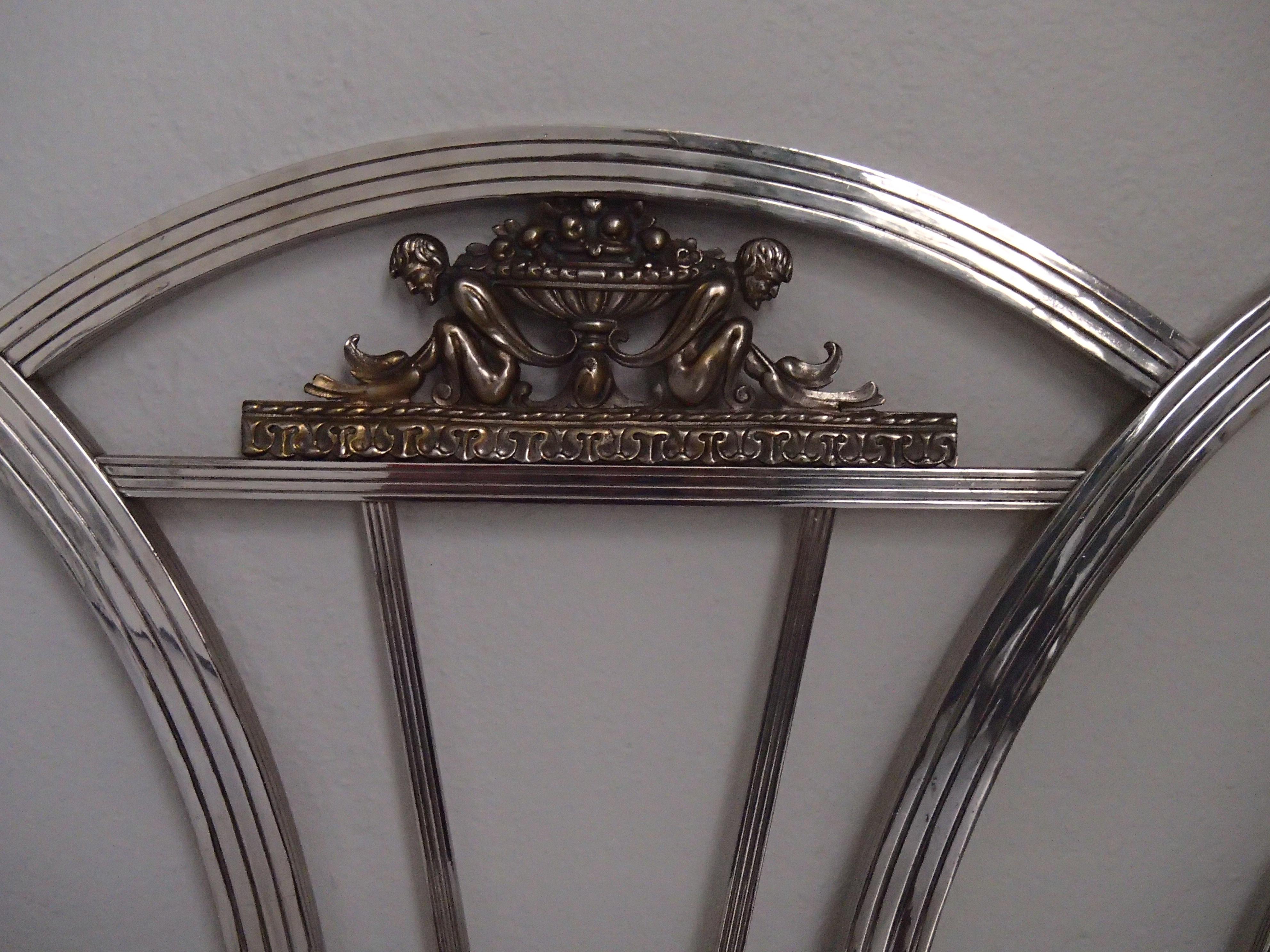 Art Deco Chrome French Size Bed Top and Base For Sale 3