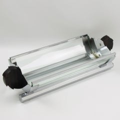 Art Deco Chrom, Glas und Makassar Holz Tafelaufsatz Schale Korb