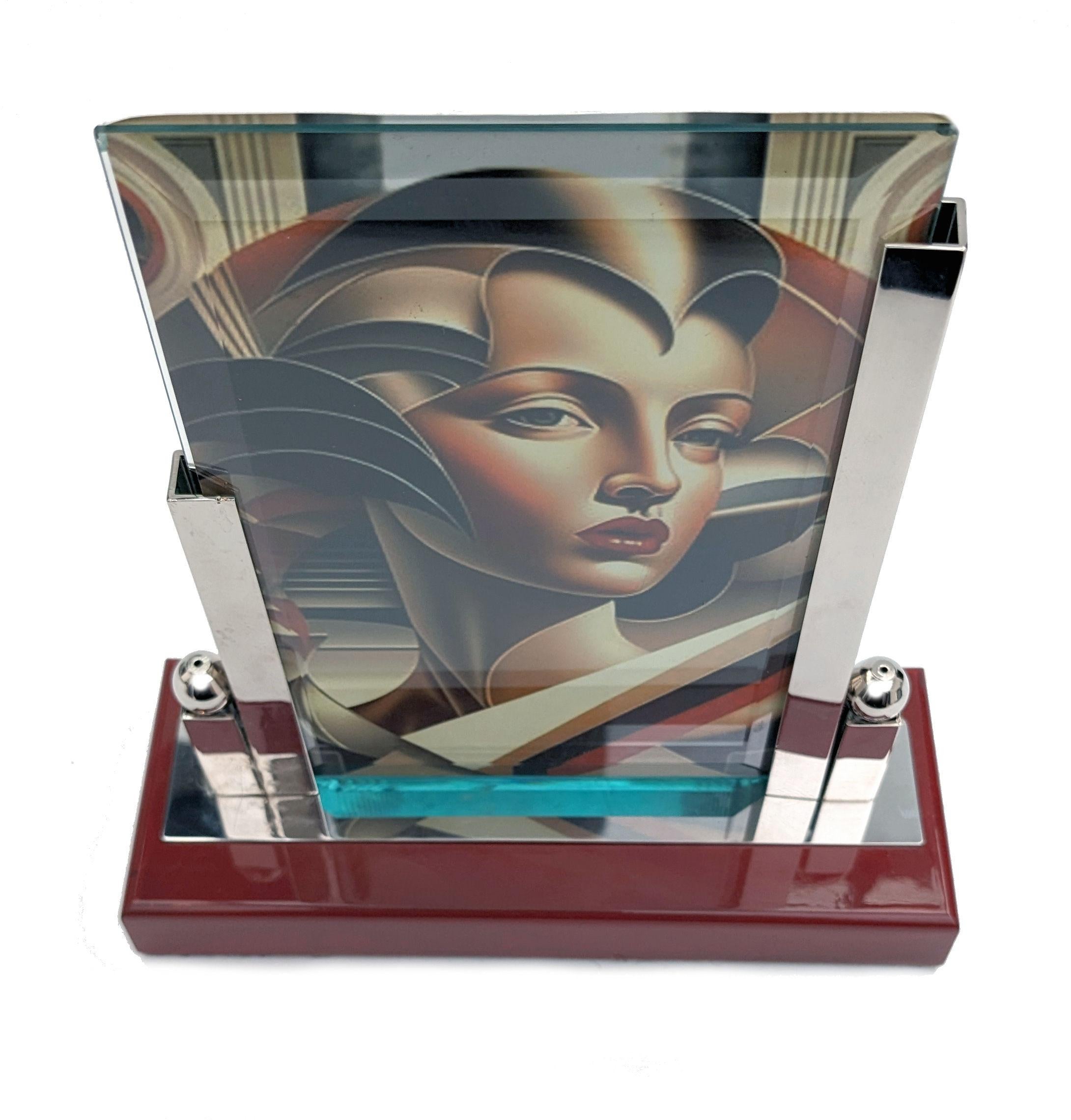 Art Deco Chrome & Glass Free Standing Picture Frame, c1930 For Sale 2