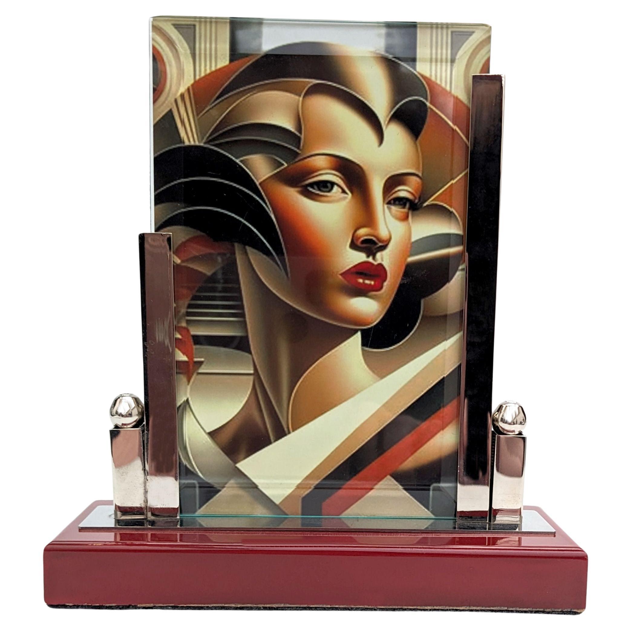 Art Deco Chrome & Glass Free Standing Picture Frame, c1930 For Sale