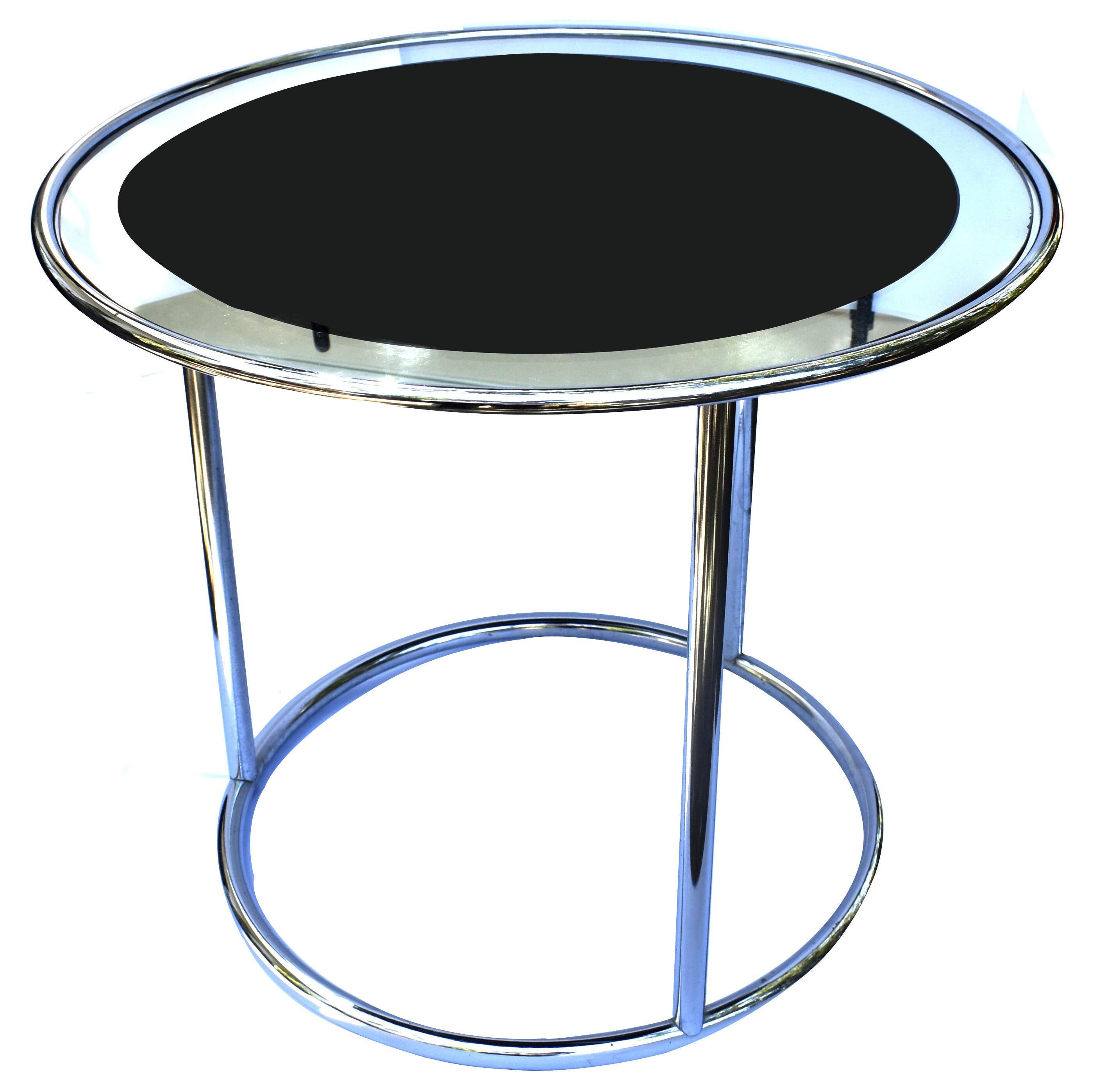 Art Deco Chrome & Glass Modernist Occasional Cocktail Table, English, C1930's For Sale 2