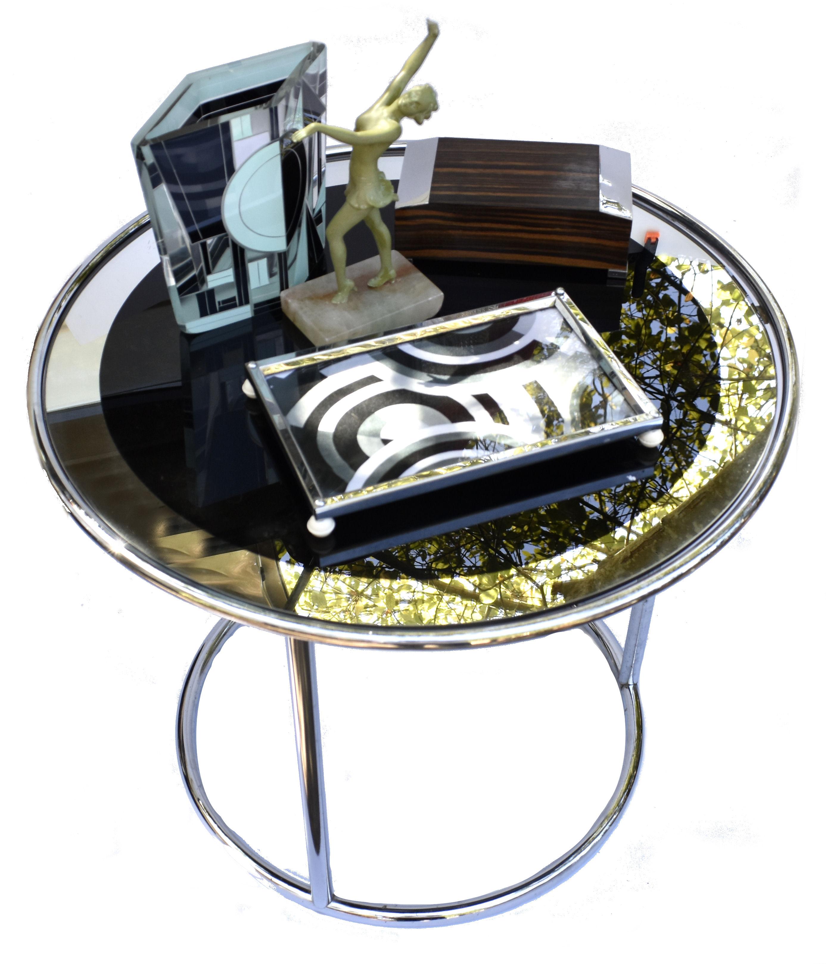 Art Deco Chrome & Glass Modernist Occasional Cocktail Table, English, C1930's For Sale 5