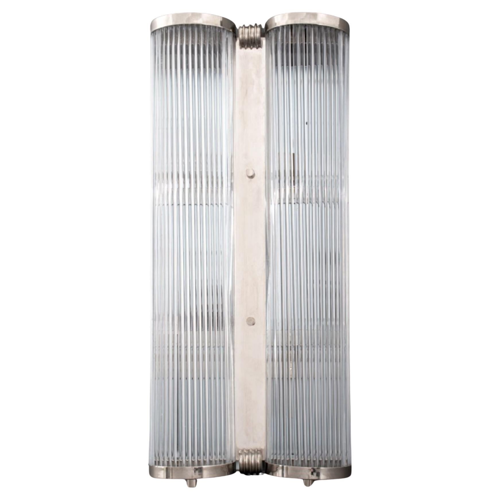 Art Deco Chrome & Glass Rod 2-Light Wall Sconce For Sale