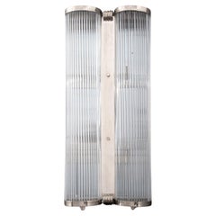 Art Deco Chrome & Glass Rod 2-Light Wall Sconce