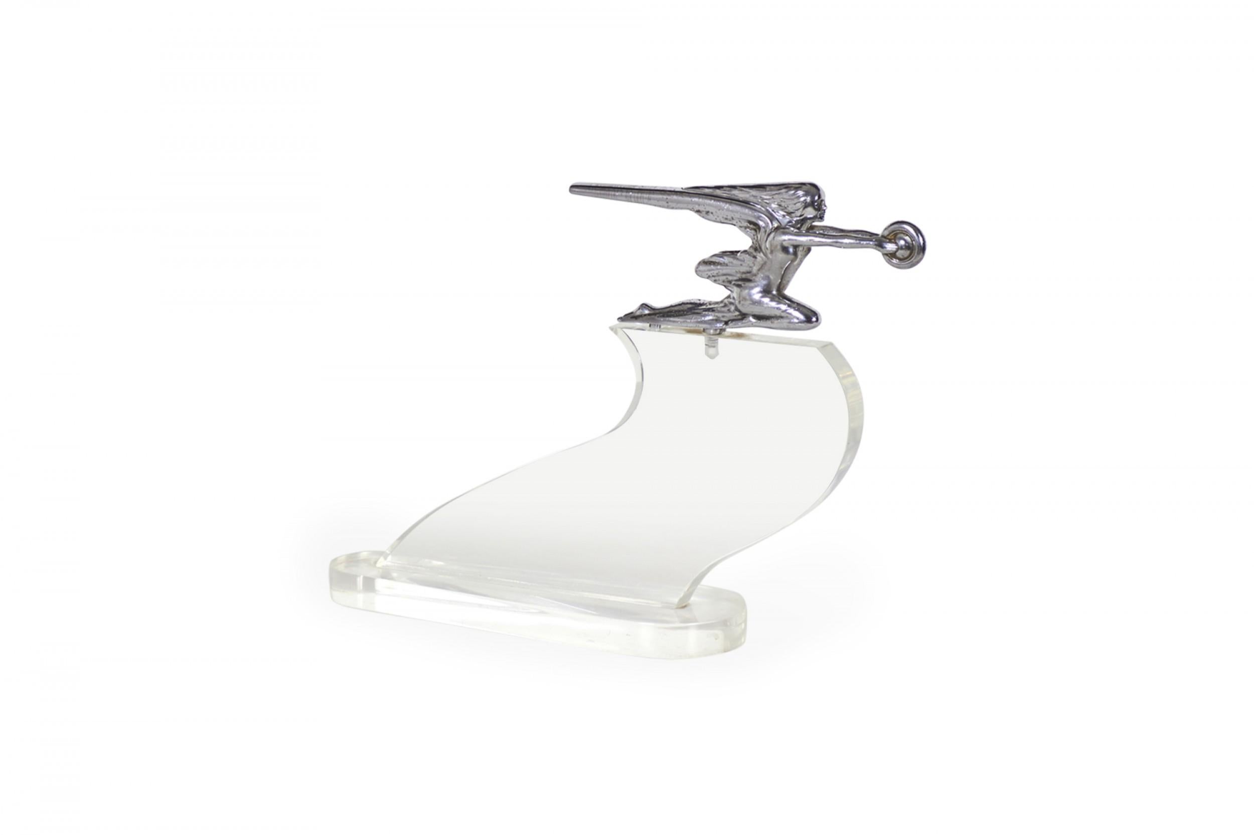 20th Century Art Deco Chrome Hood Woman Ornament For Sale