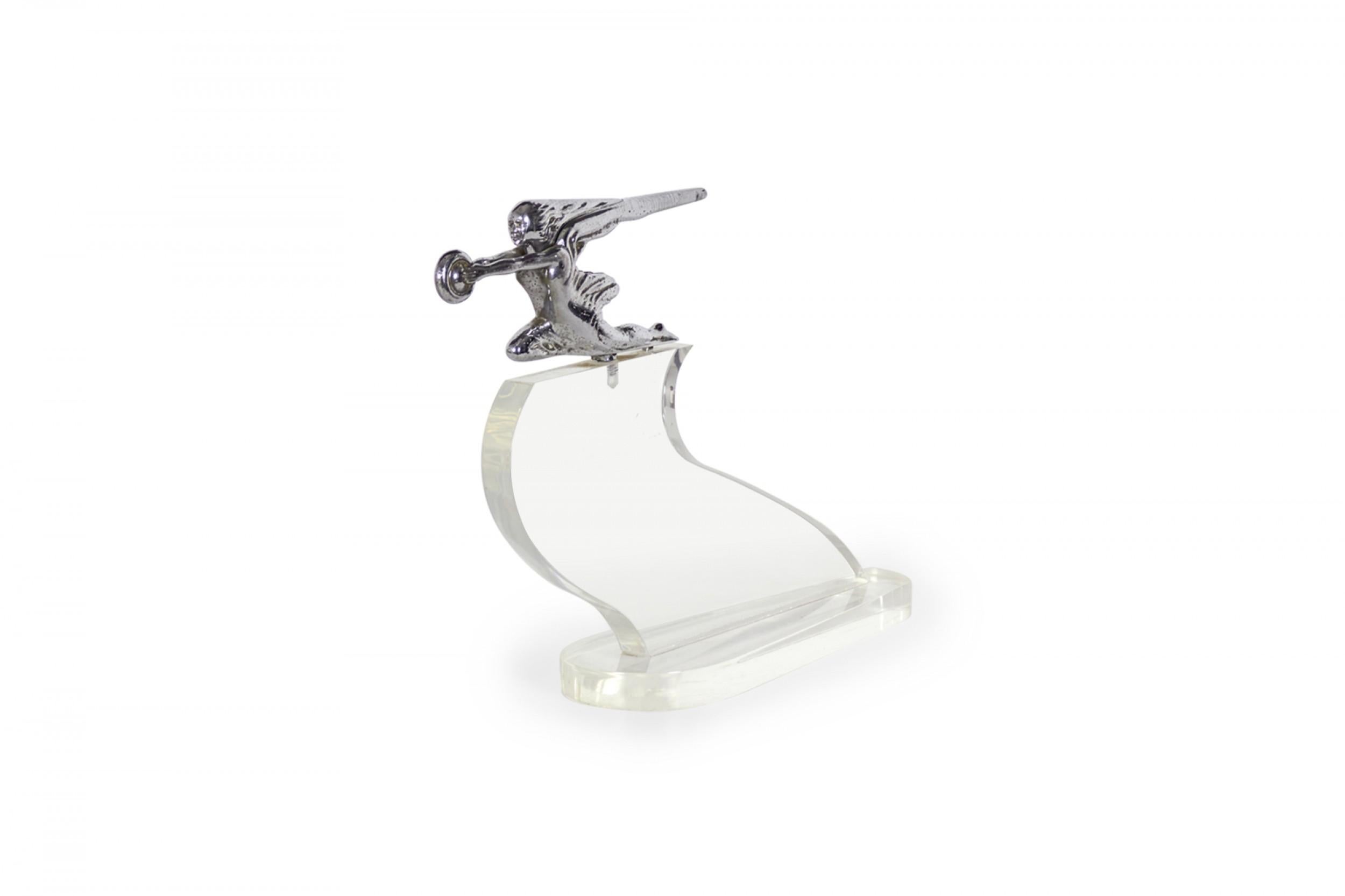 Art Deco Chrome Hood Woman Ornament For Sale 3