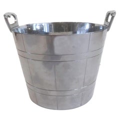 Used Art Deco Chrome Ice Bowl by Farberware of Bushel Basket or Wood Tub Form
