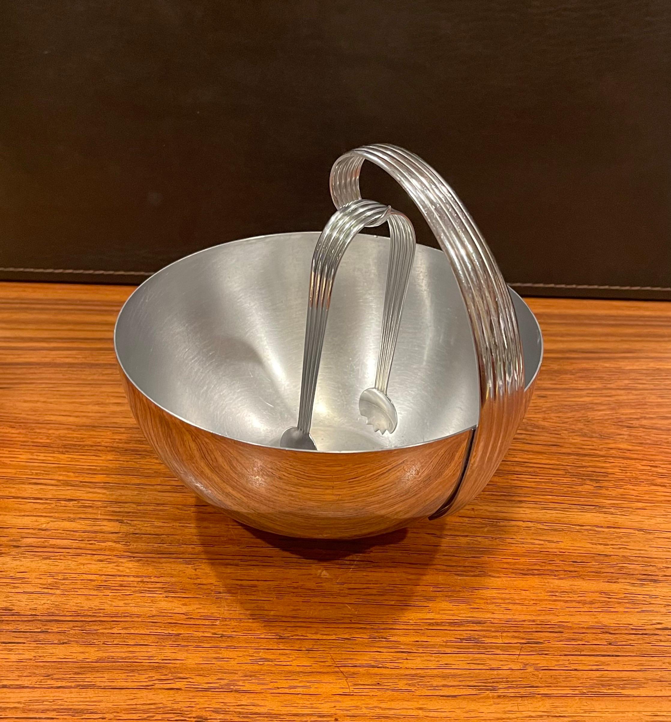 American Art Deco Chrome Ice Bucket with Tongs by Russel Wright for Chase Co.