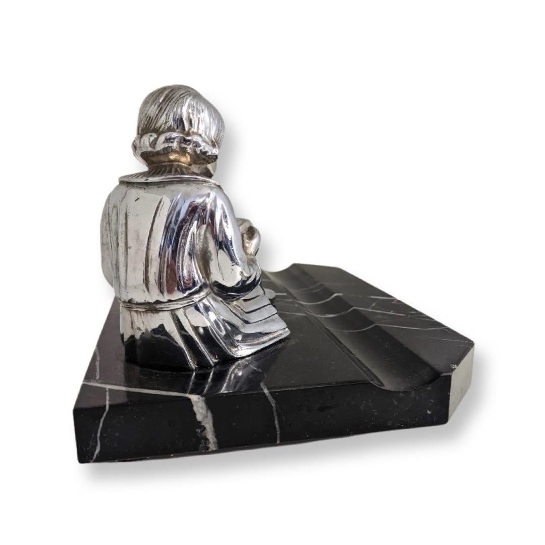 Art Deco chrome inkwell In Good Condition For Sale In Barnstaple, GB