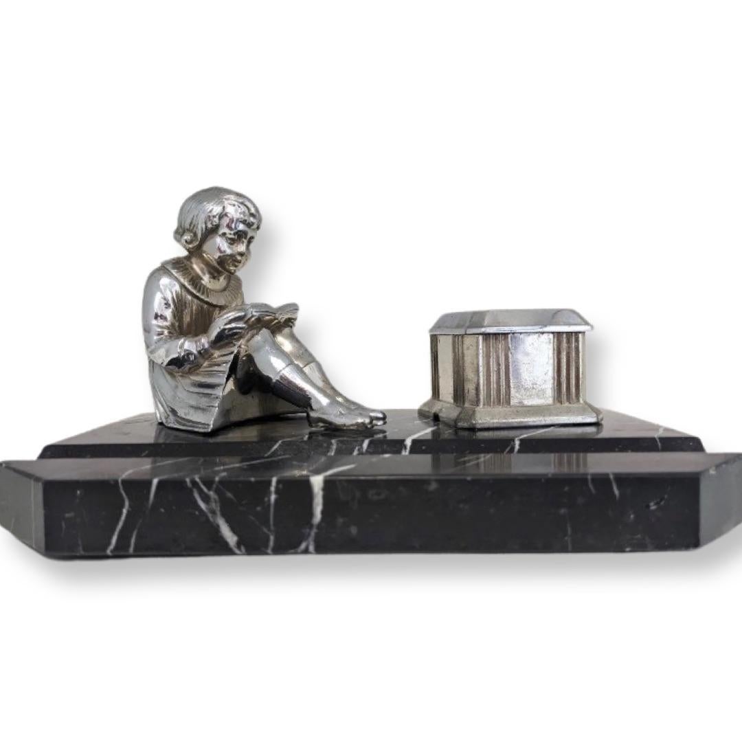 Mid-20th Century Art Deco chrome inkwell For Sale