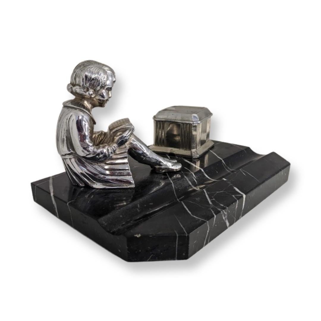 Art Deco chrome inkwell For Sale 1