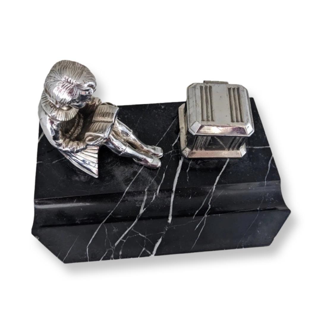 Art Deco chrome inkwell For Sale 2