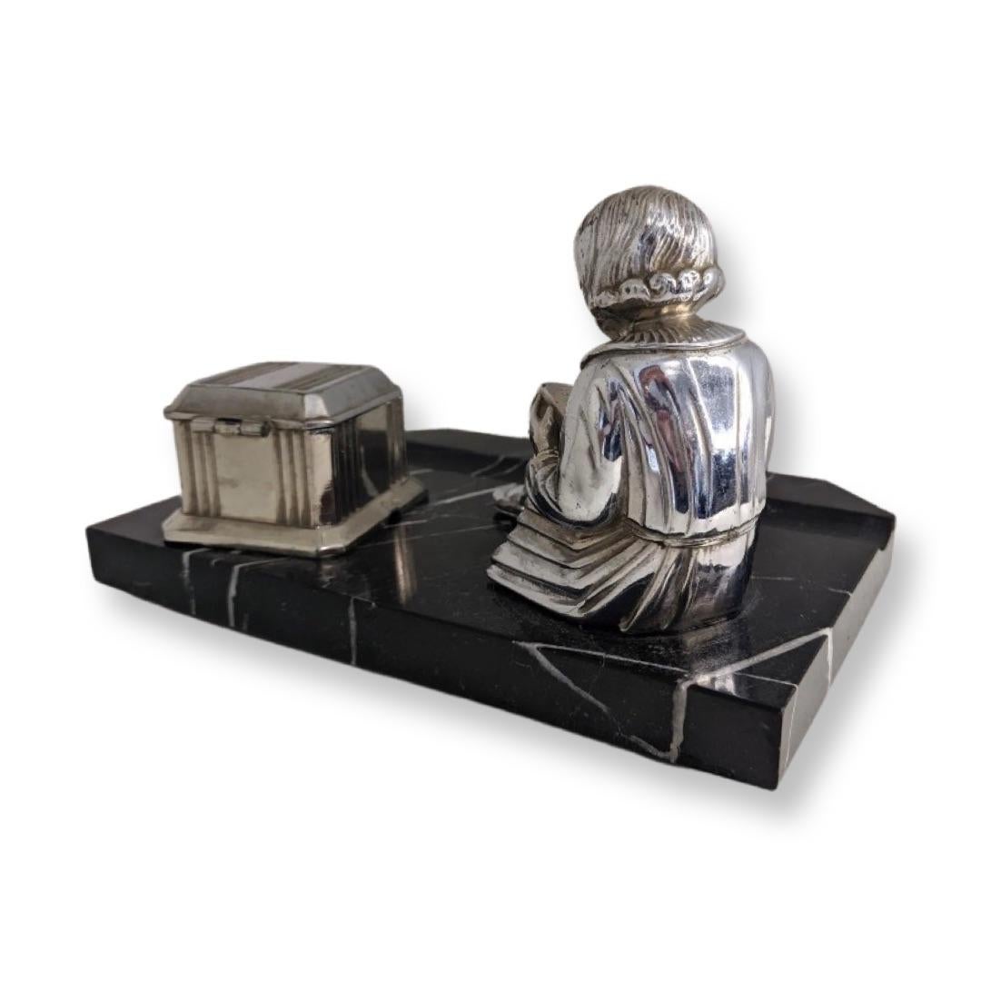 Art Deco chrome inkwell For Sale 3